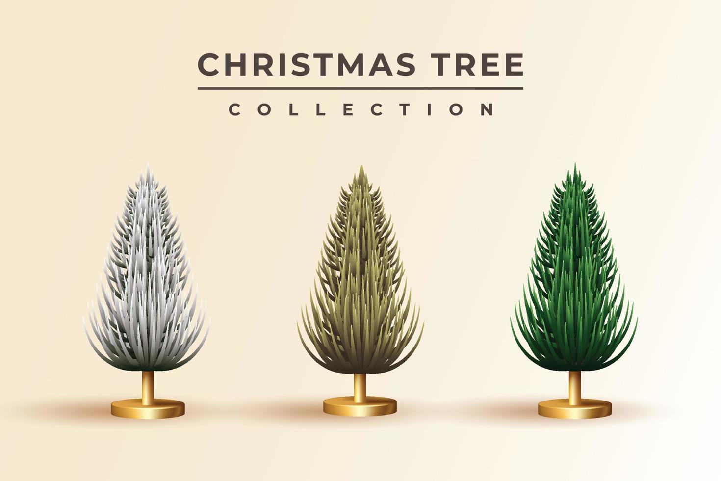 Realistic 3d design of Christmas tree collection vector