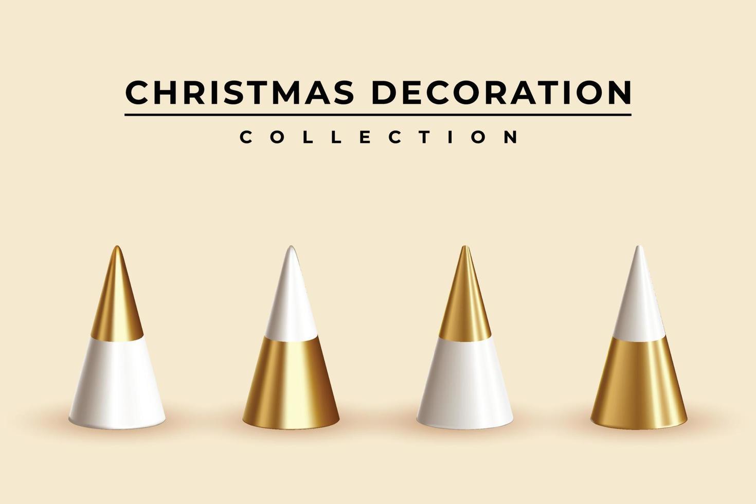 New realistic gold and white cones for Christmas decoration collection vector