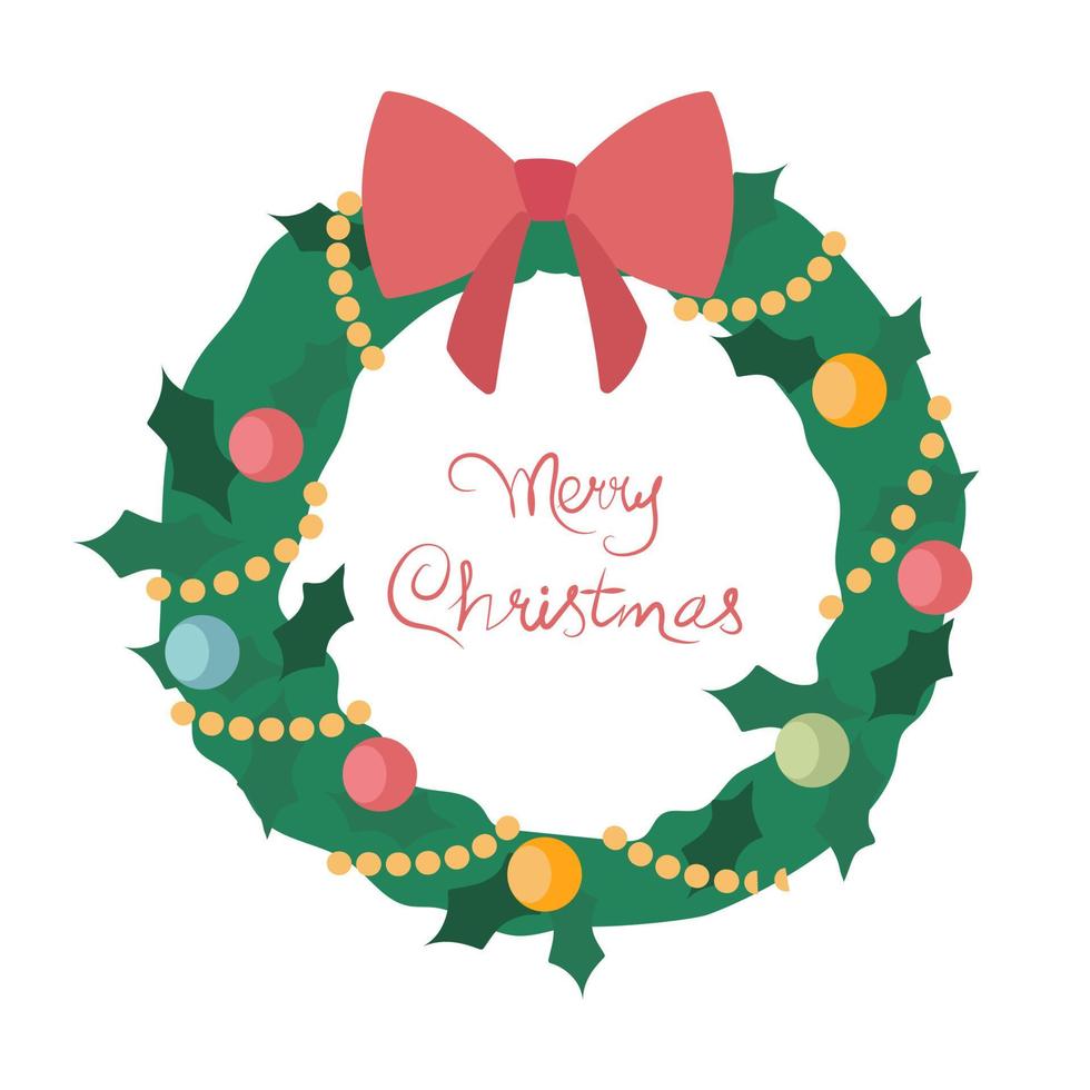 Christmas decoration wreath with the inscription Merry Christmas vector