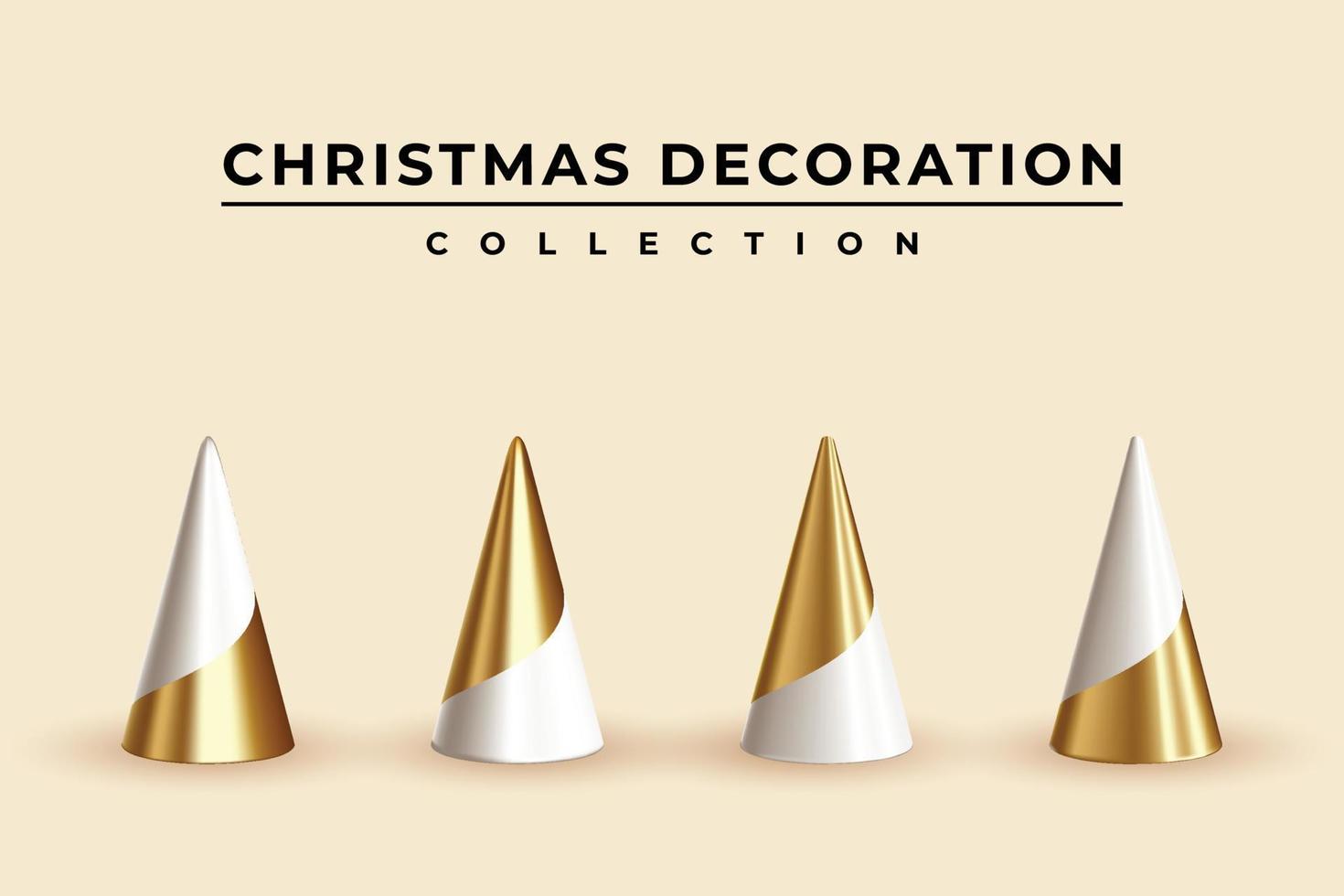 Merry Christmas decoration collection of realistic cones vector