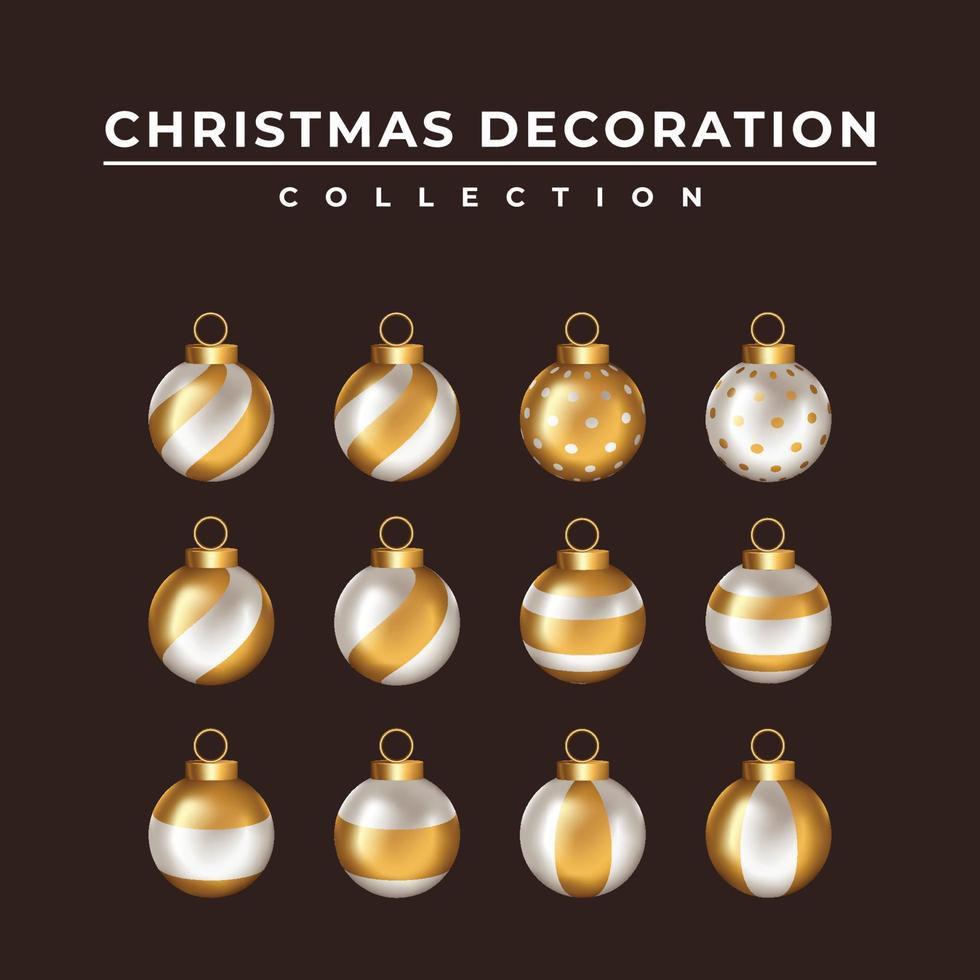 conjunto de colección de bolas decorativas realistas para feliz navidad y feliz año nuevo vector