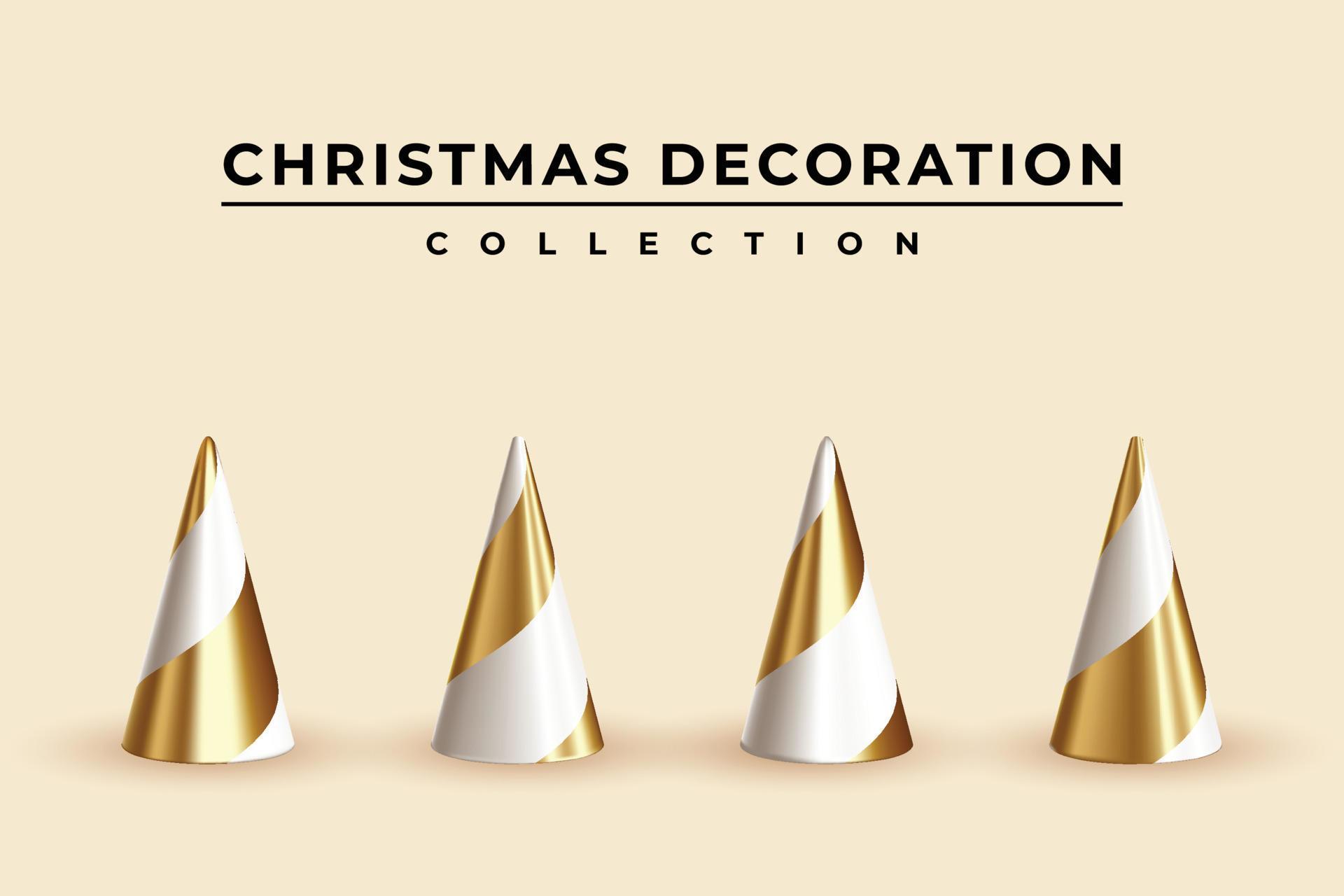 Illustration realistic gold and white cones for Christmas decoration