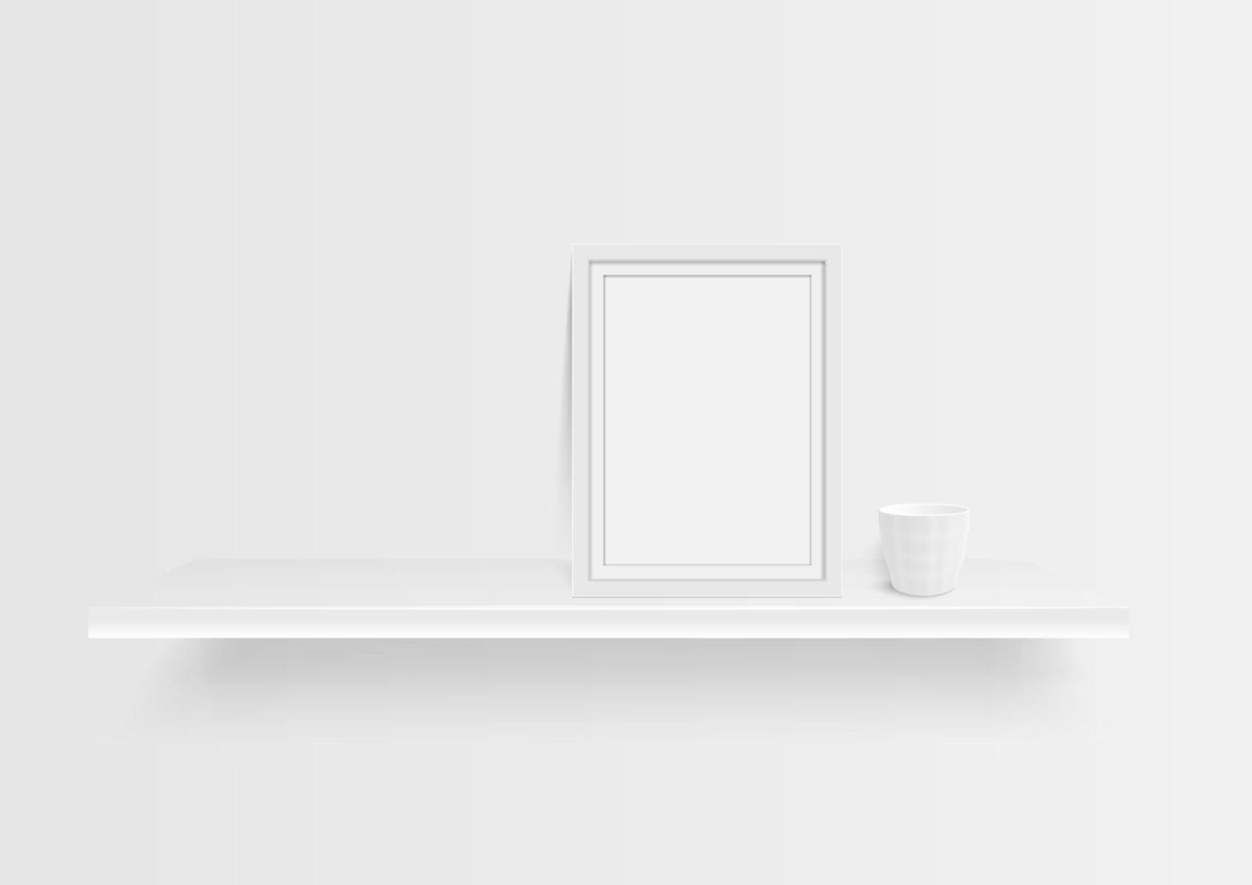 picture frame and white shelf vector