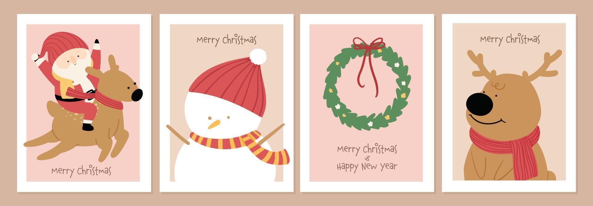 Set of Organic hand drawn christmas cards vector illustration