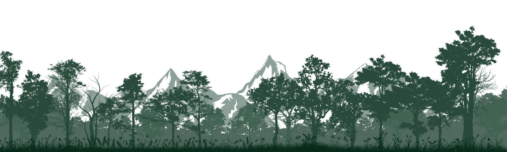 trees and grass silhouette vector