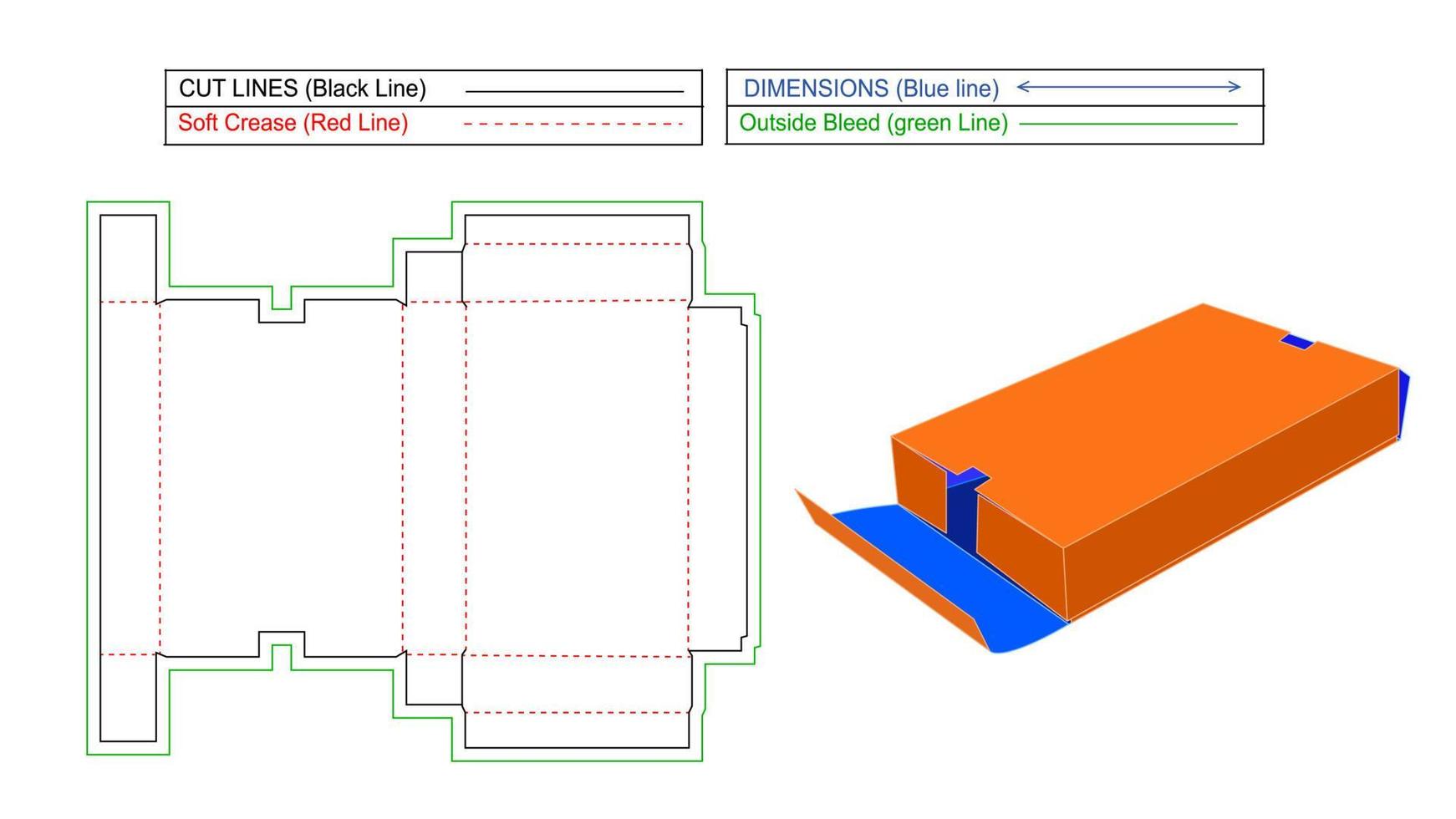 caja de envío corrugado editable y redimensionable y caja de dibujos animados de cartón, tamplate dieline y renderizado 3d vector