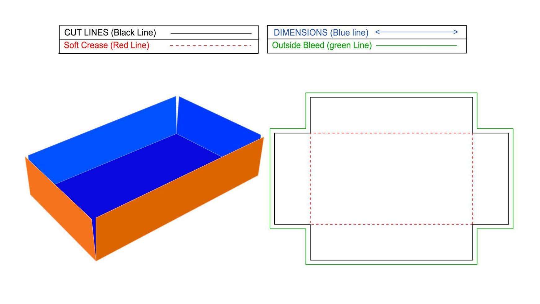 caja plegable simple corrugada, plantilla de línea de matriz y archivo vectorial editable y redimensionable en 3d vector