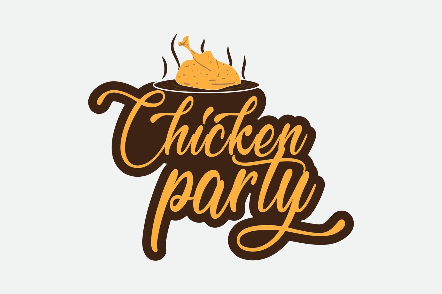 feliz día de acción de gracias y diseño de tipografía de fiesta de pollo vector