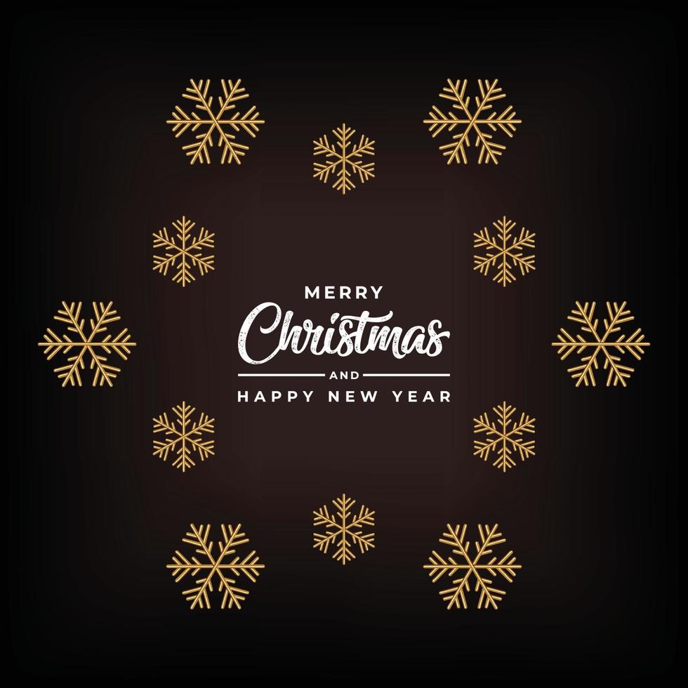 Merry Christmas and Happy New Year with realistic golden snowflakes vector