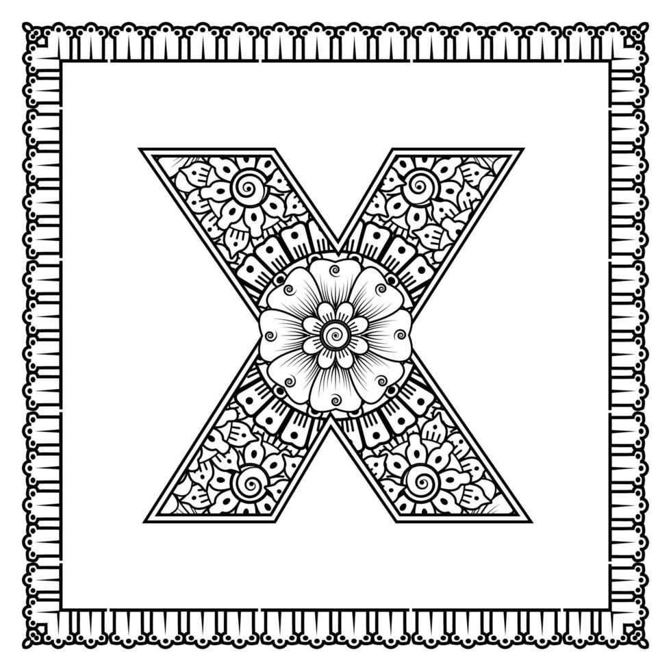 letter x made of flowers in mehndi style coloring book page outline hand draw vector illustration 5241503 vector art at vecteezy
