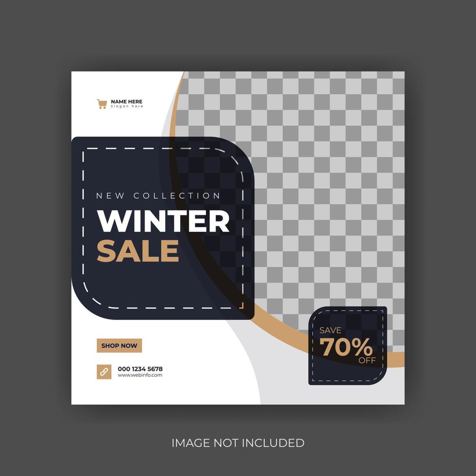 winter Sale Social Media Post Banner Template. Super discount sale square flyer template. Modern and editable. vector