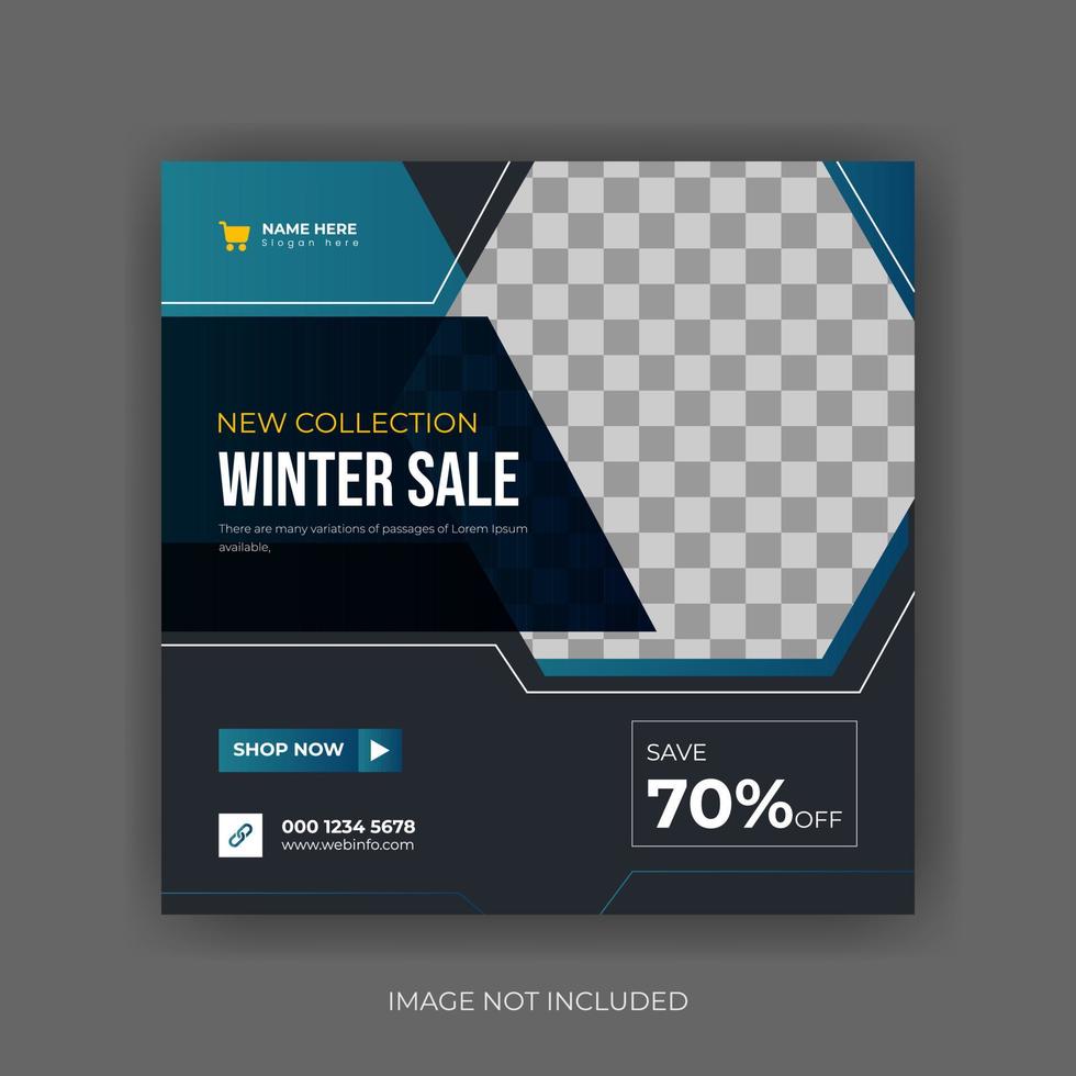 winter Sale Social Media Post Banner Template. Super discount sale square flyer template. Modern and editable. vector