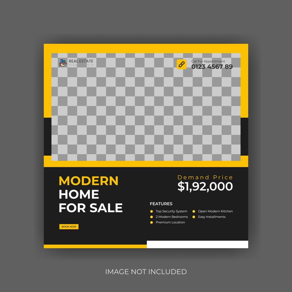 real estate and home Sale Social Media Post Banner Template. Super discount sale square flyer template. Modern and editable. vector