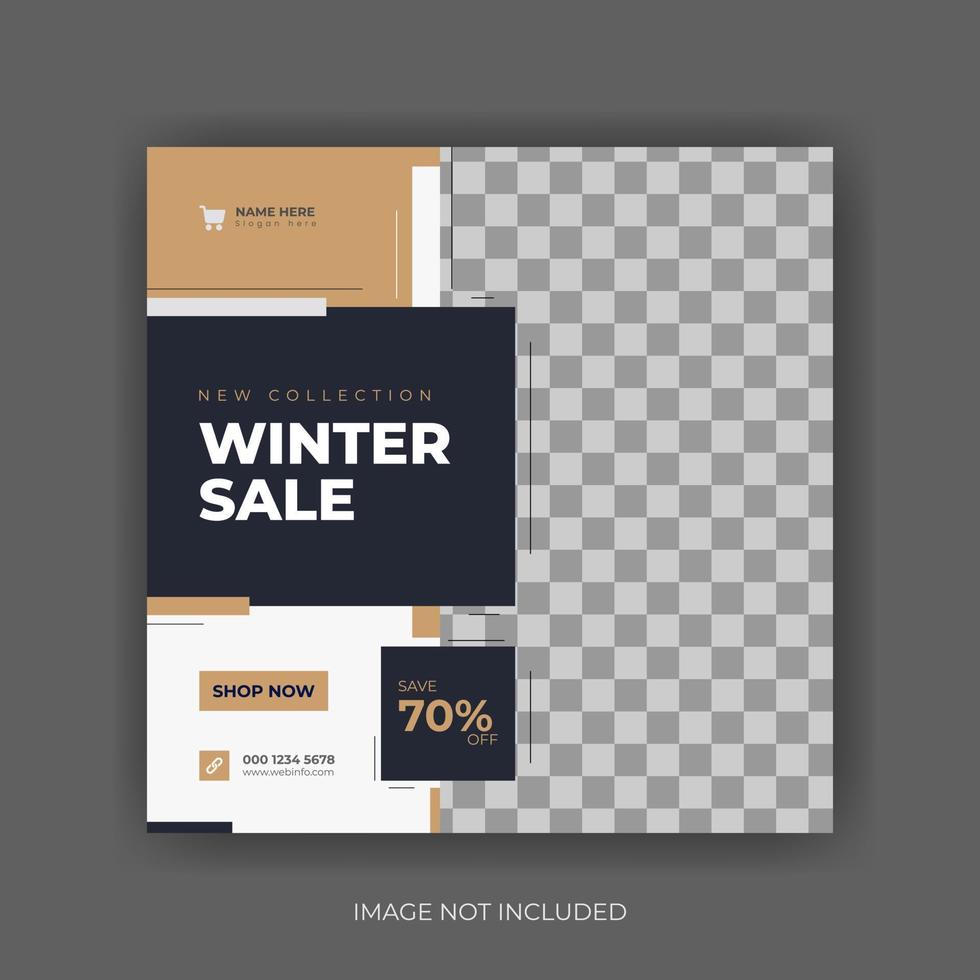 winter Sale Social Media Post Banner Template. Super discount sale square flyer template. Modern and editable. vector