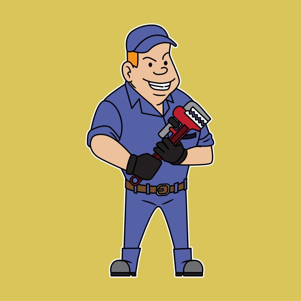 Plumber character illustration vector