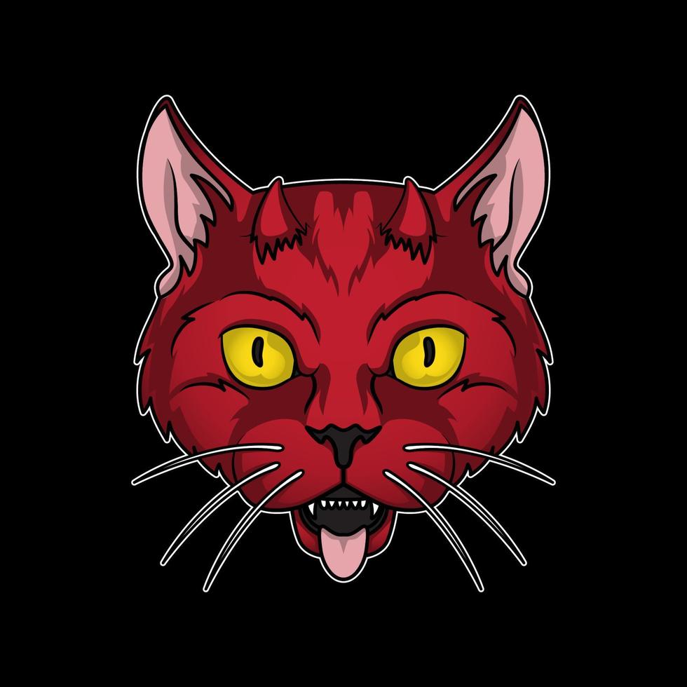 demonic cat head vector