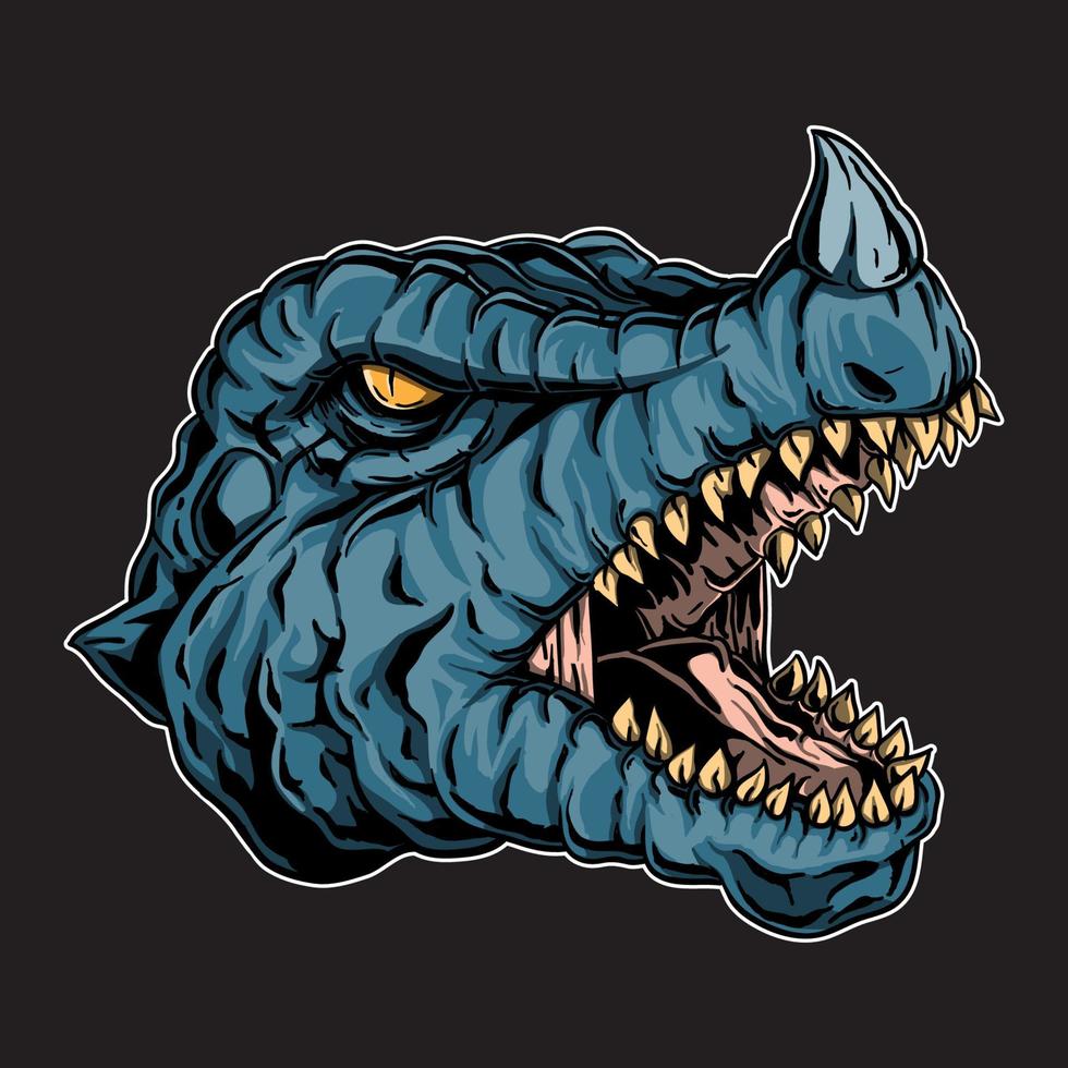 horned dragon head illustration vector