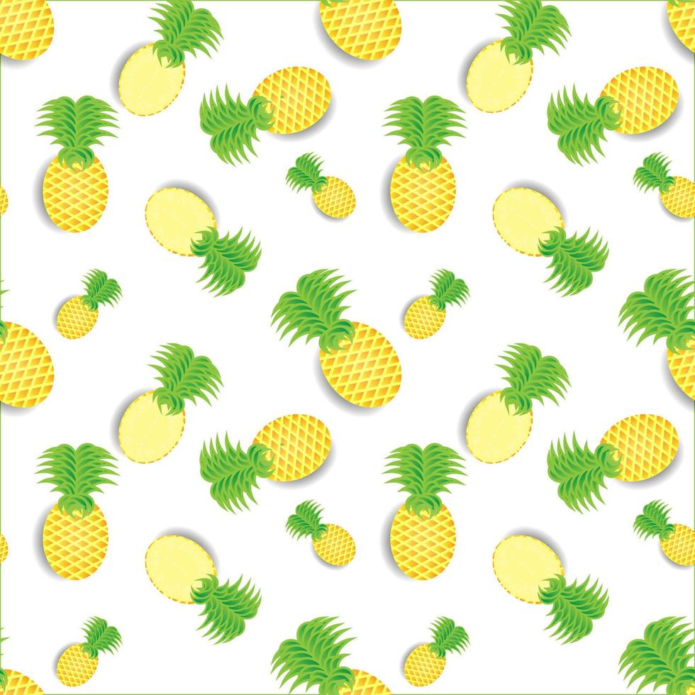 Seamless pattern design of 3d yellow pineapple fruit. on a white background.  modern and print ready made fruit wallpaper on fabric. vector illustration  5241678 Vector Art at Vecteezy