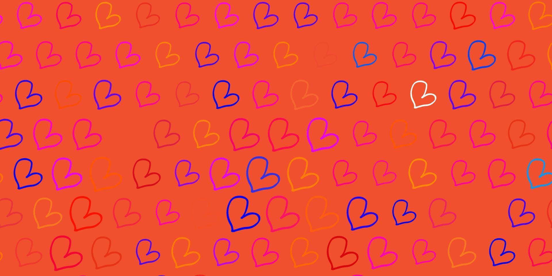 Fondo de vector azul claro, amarillo con corazones.