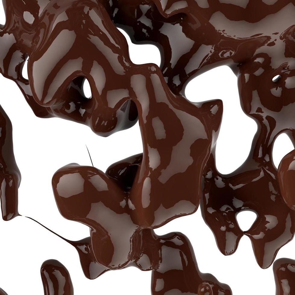 cerrar salpicaduras de chocolate caliente marrón 3d foto