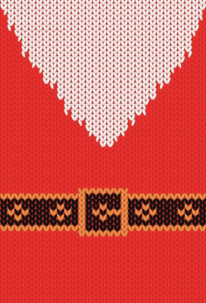 greeting card background knitted santa claus clothes beard belt Christmas new year vector