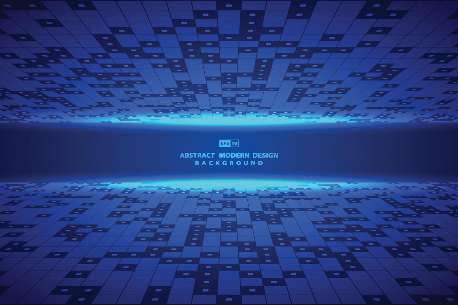 Abstract square blue digital pattern artwork fram background. Blue effect square geometric elements artwork perspective view. illustration vector