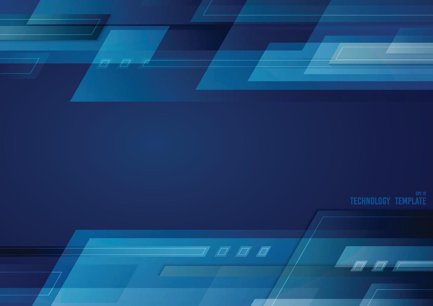 Abstract tech blue design of futuristic rectangle artwork template. Overlapping design artwork of geometric style background. illustration vector