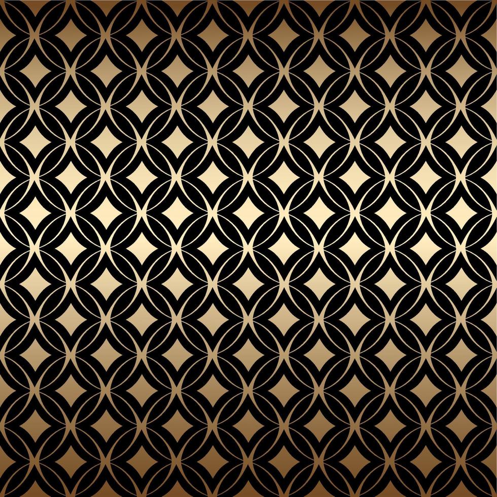 Geometric golden art deco simple seamless pattern with round shapes, black and gold colors vector