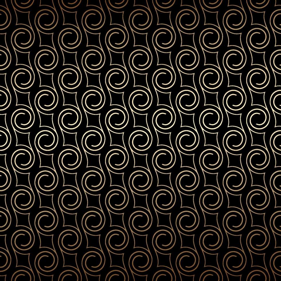 Golden art deco seamless pattern with swirls , black and gold colors vector