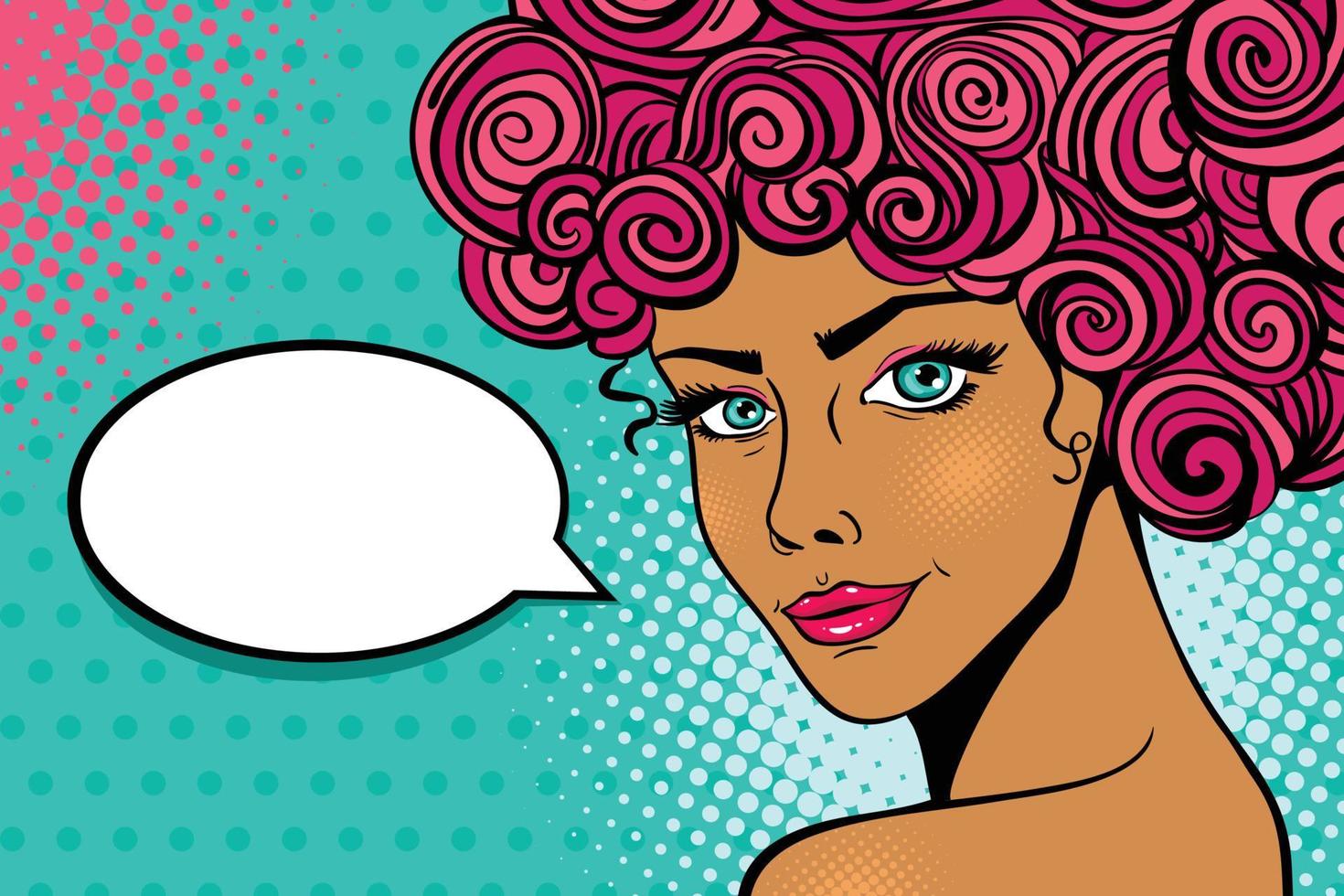 Comic woman with speech bubble vector