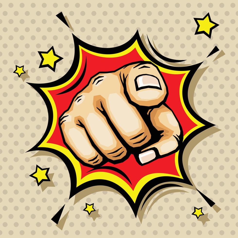 Hand with finger pointing vector illustration in pop art style