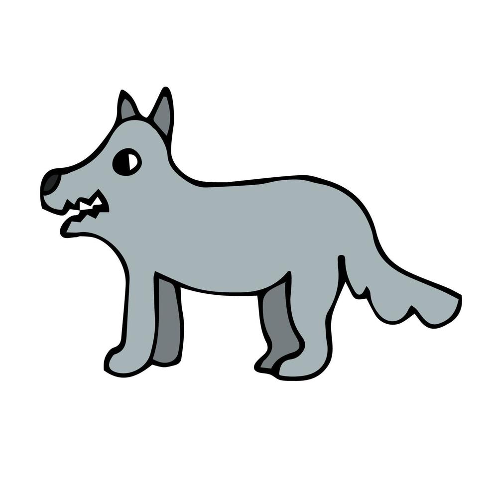 Cartoon doodle linear wolf isolated on white background. 5242411 Vector Art  at Vecteezy