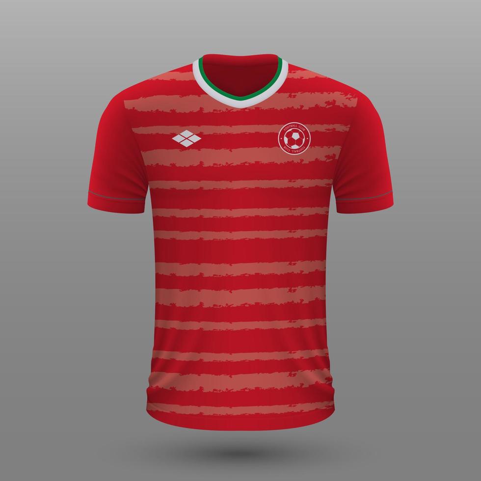 Camiseta de fútbol realista, plantilla de camiseta de casa de Hungría para equipo de fútbol. vector