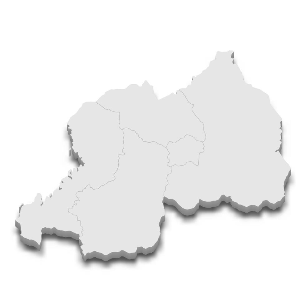 3d map with borders of regions vector