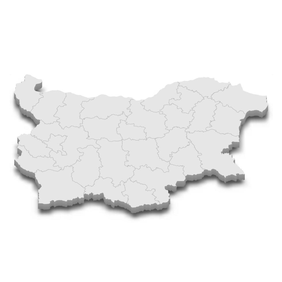 3d map with borders of regions vector
