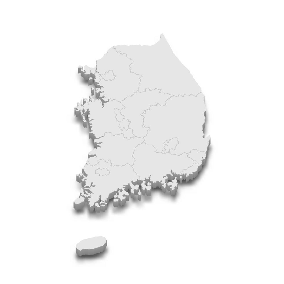 Mapa 3D con fronteras de regiones. vector