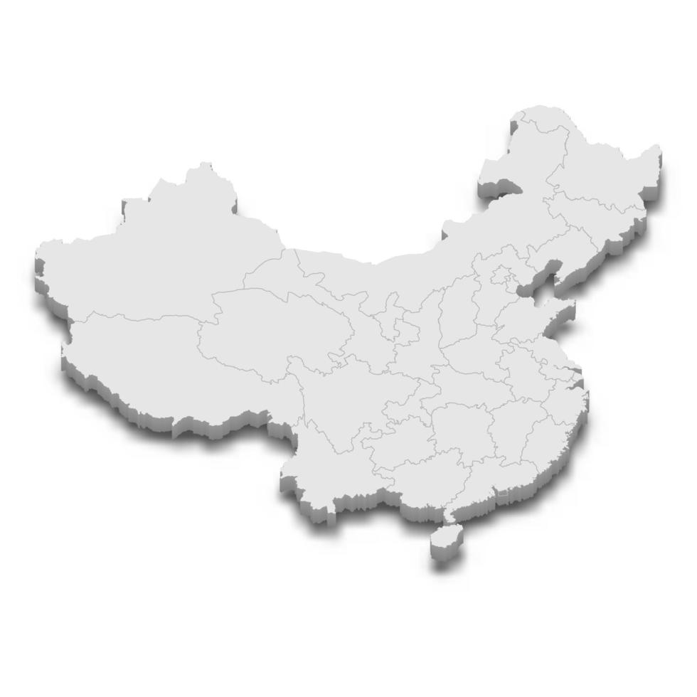 Mapa 3D con fronteras de regiones. vector