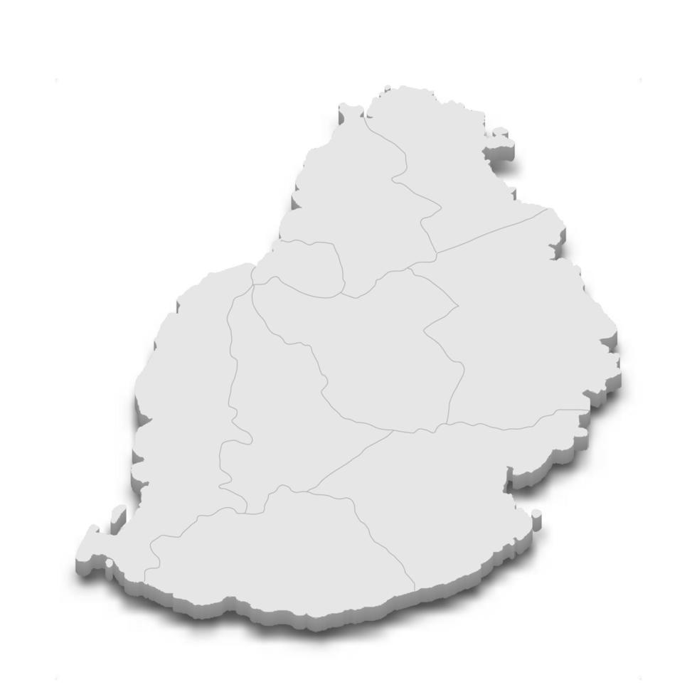 Mapa 3D con fronteras de regiones. vector