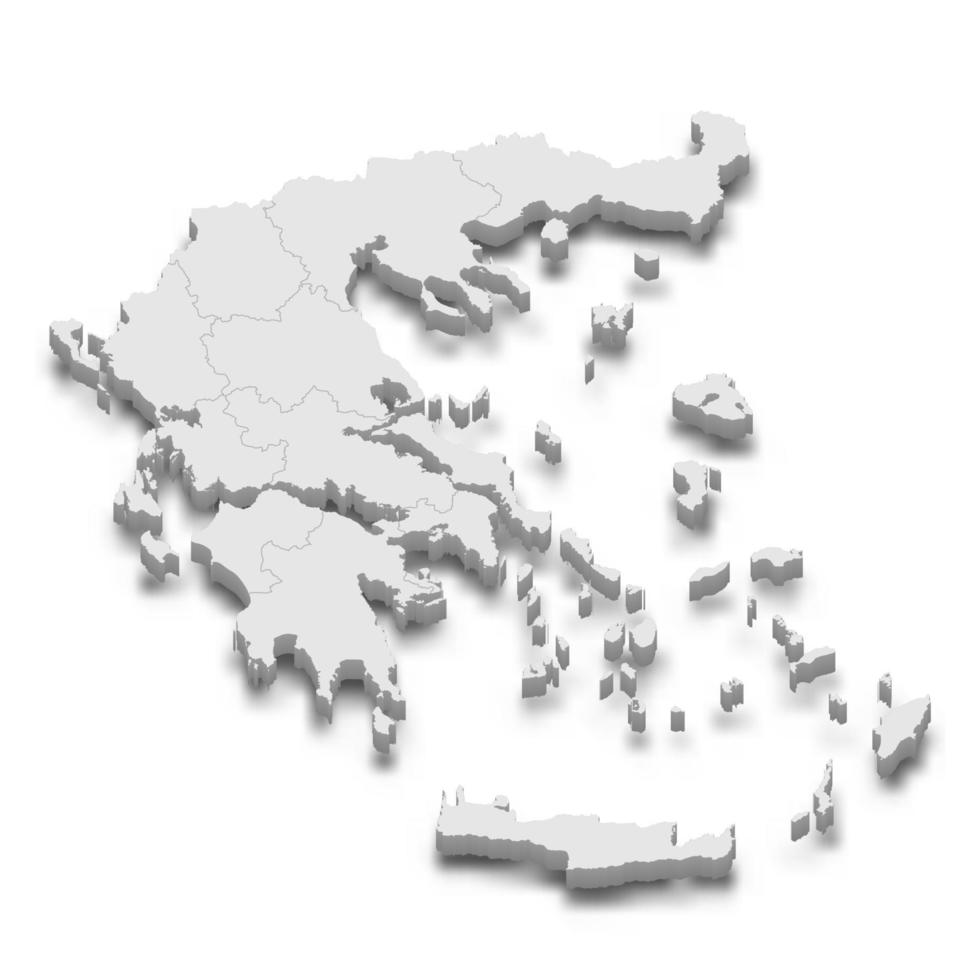 Mapa 3D con fronteras de regiones. vector