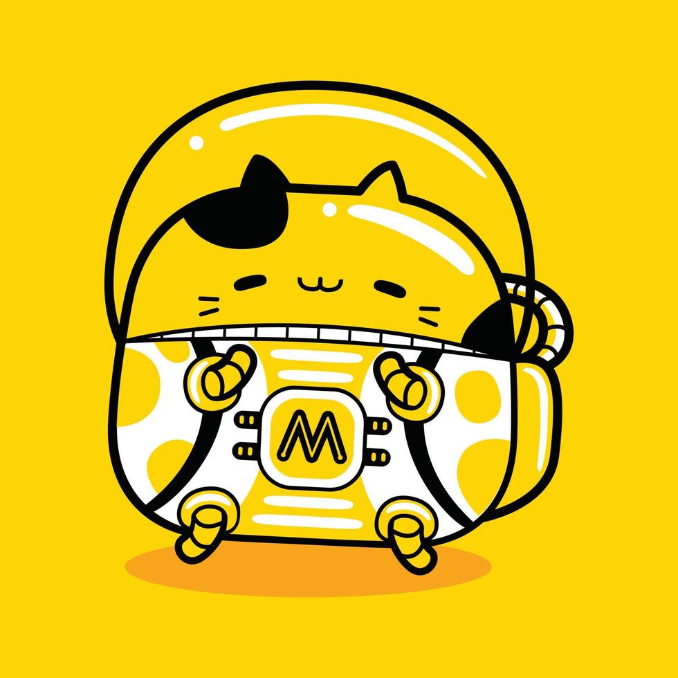 cute cat character astronaut profession vector