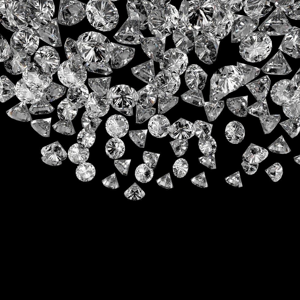 Diamonds 3d composition on black background photo