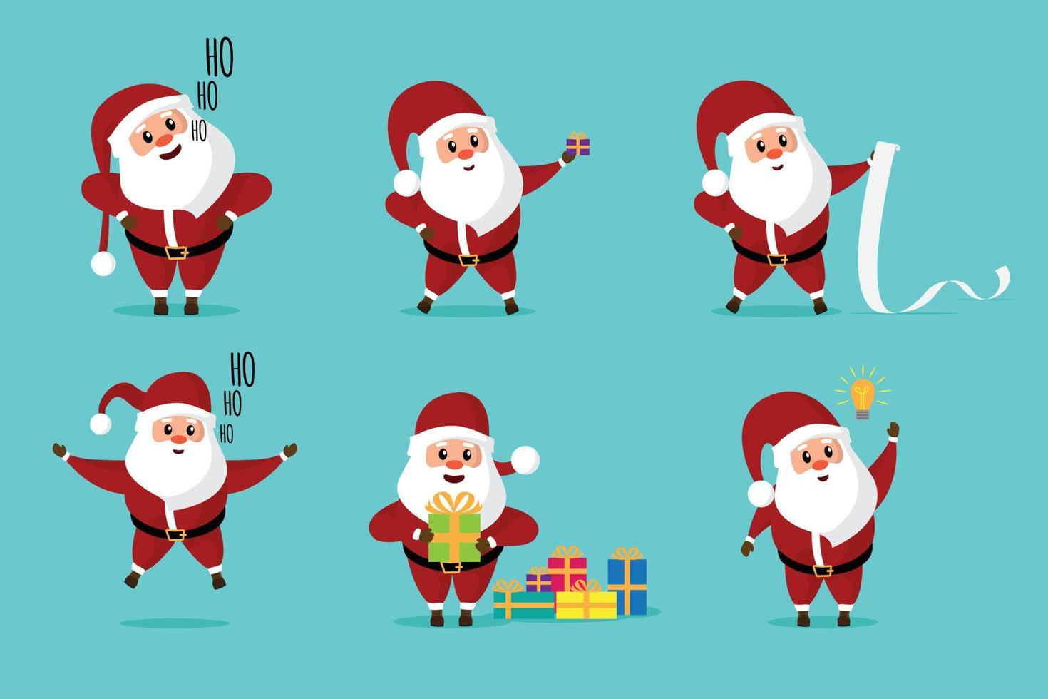 Merry Christmas Design with set of santa claus Collection vector