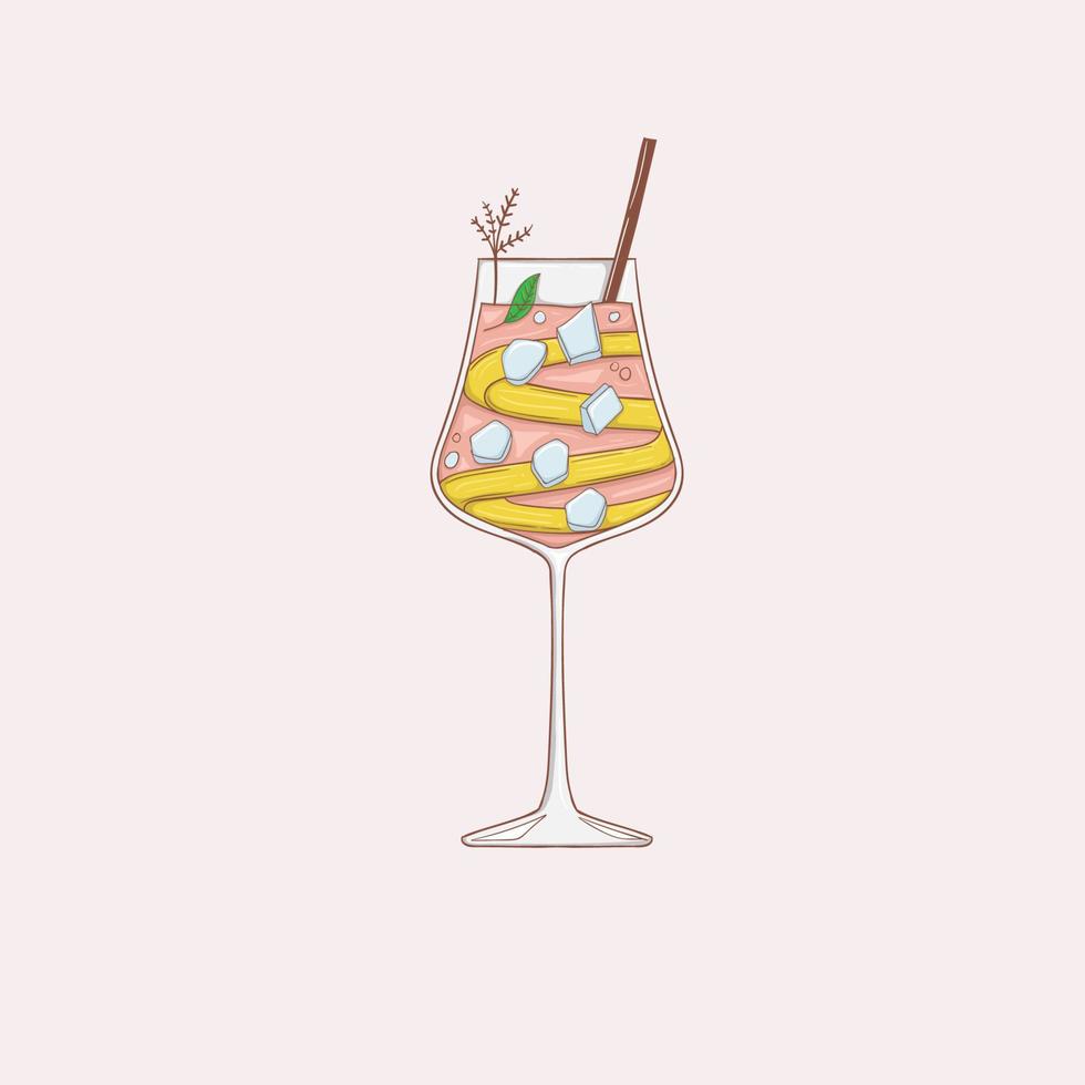 Colorful hand drawn cocktail illustration vector