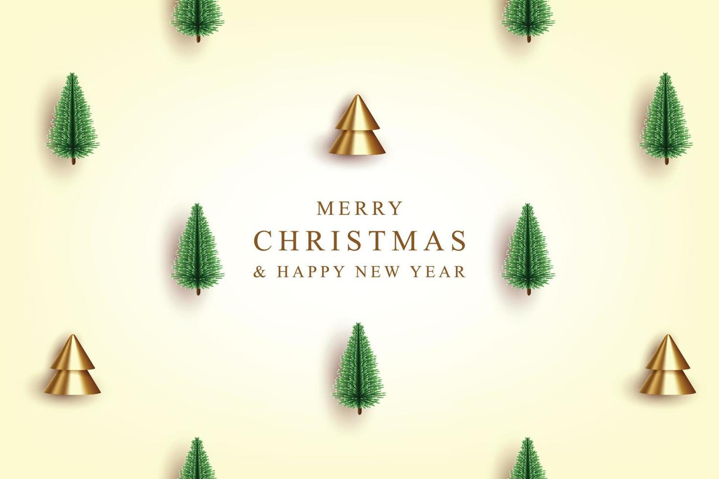 Merry Christmas and Happy New Year banner with realistic decorative design elements pine tree vector