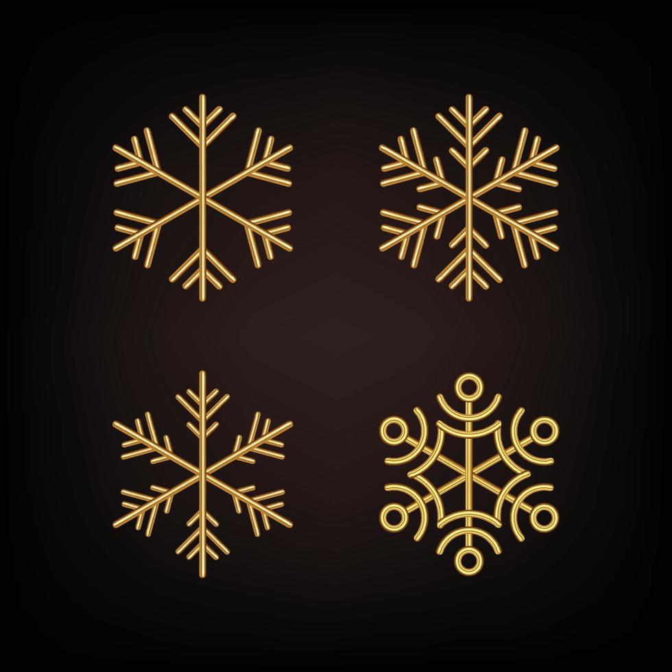 Realistic set of golden Snowflakes  collection of snowflakes vector