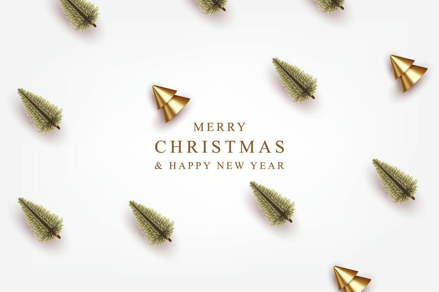 Merry Christmas banner with realistic decorative design elements olive pine tree and pine cones vector