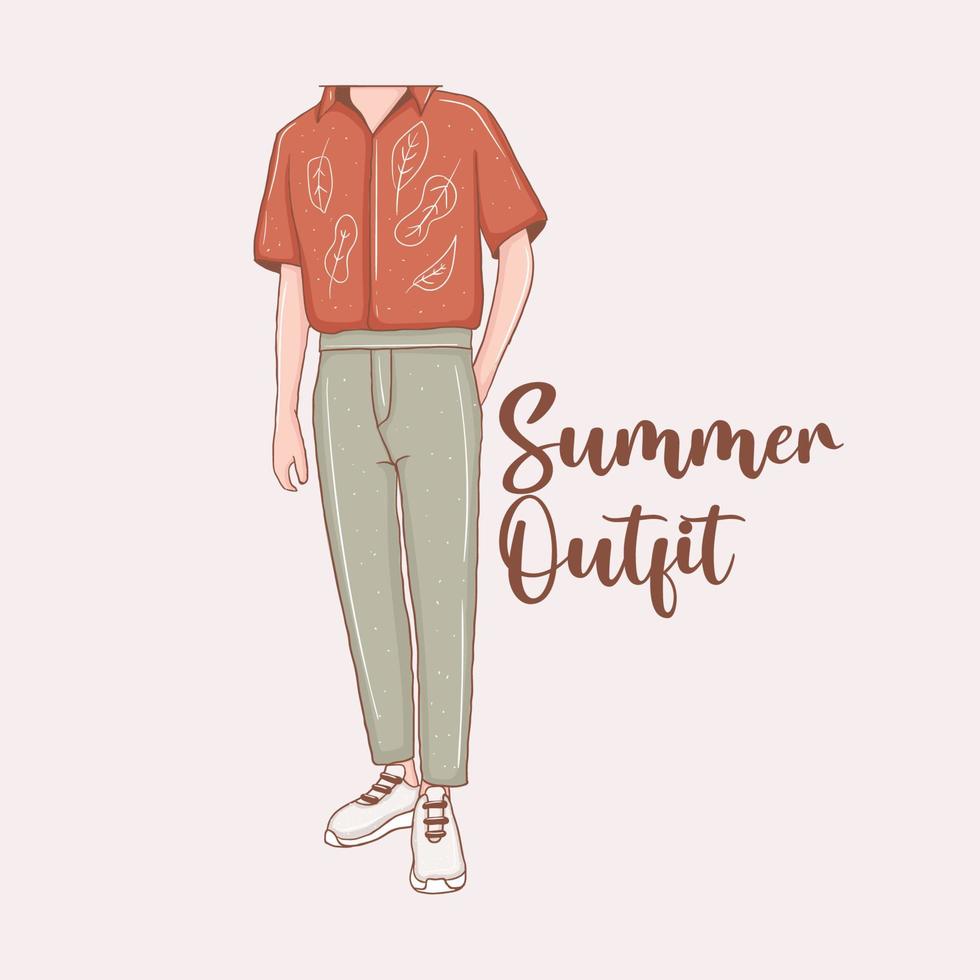 Colorful Hand drawn summer outfit for men vector
