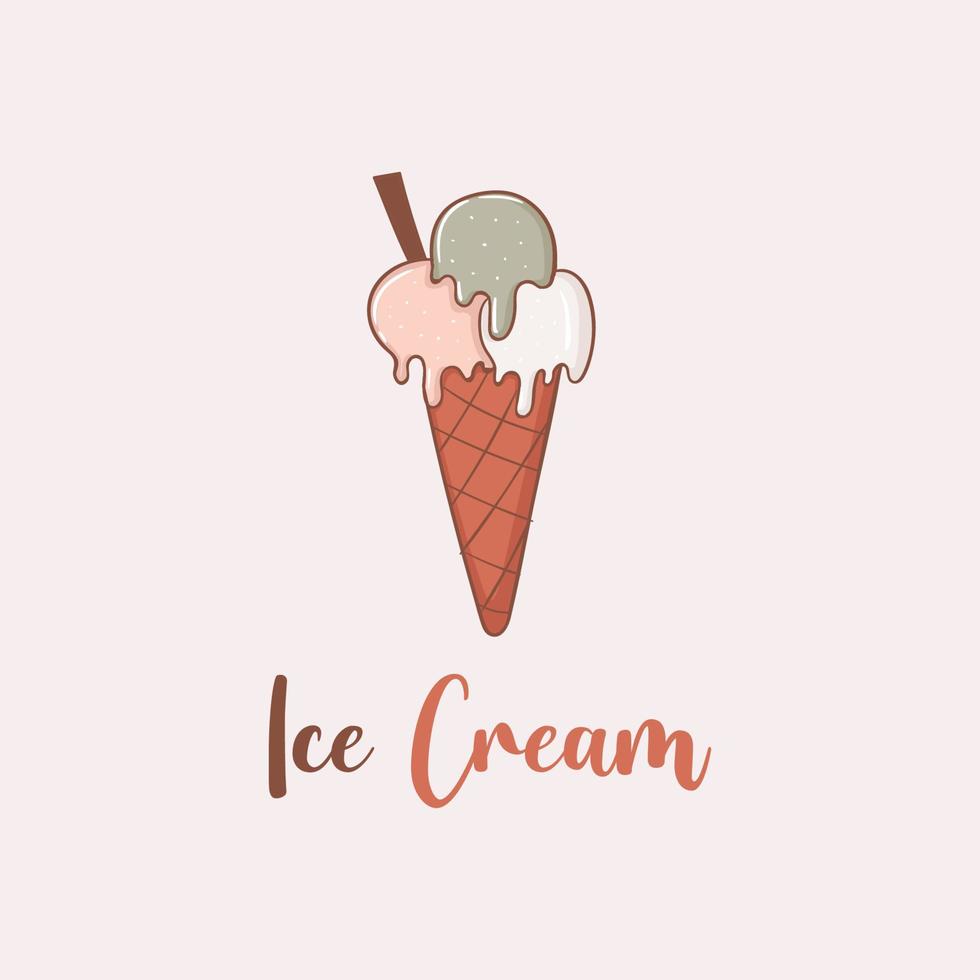 ilustración de helado dibujado a mano colorido vector