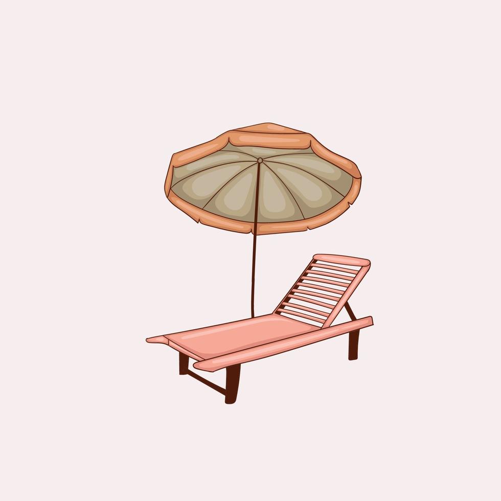Colorful Hand drawn beach bench with umbrella illustration vector