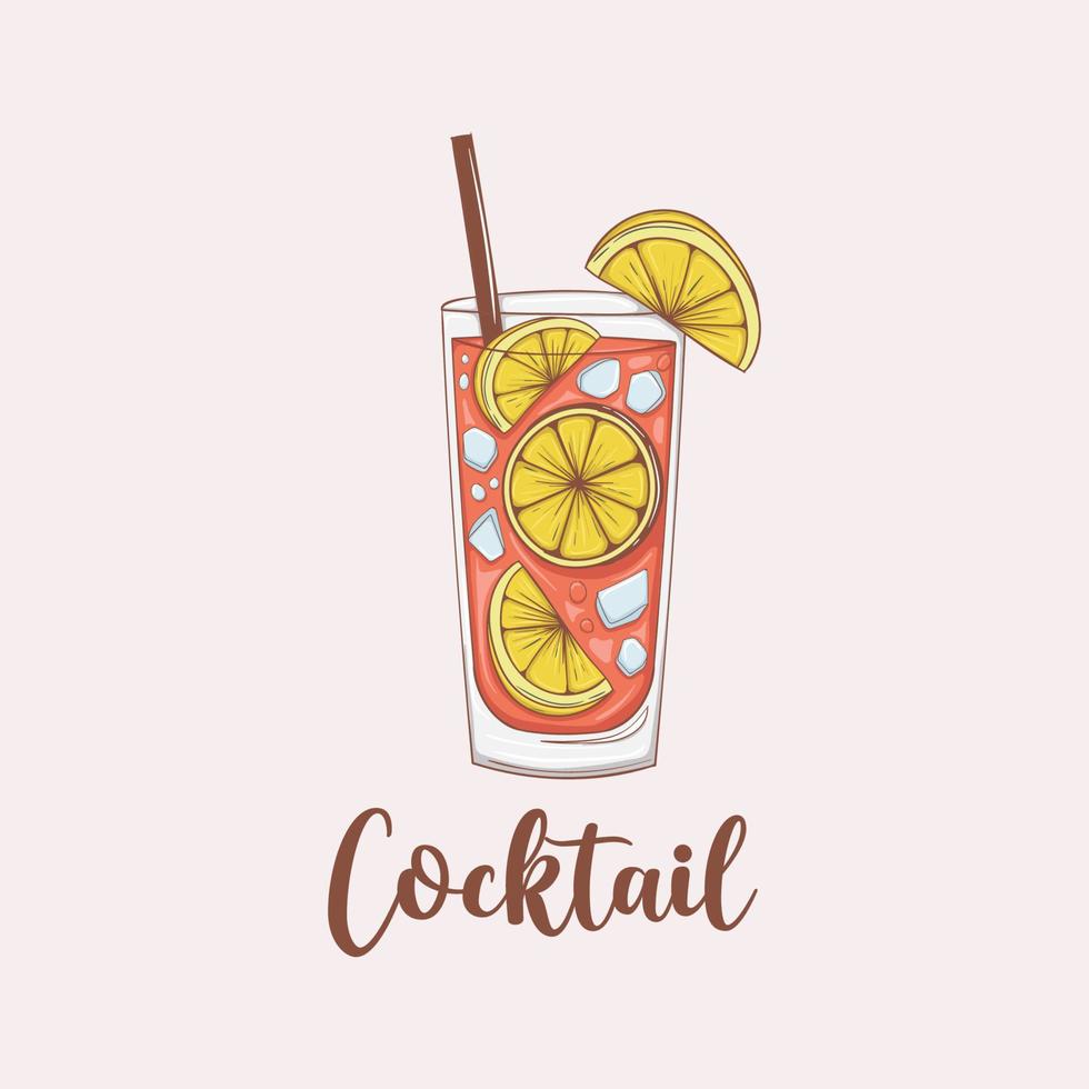 Colorful hand drawn cocktail illustration vector